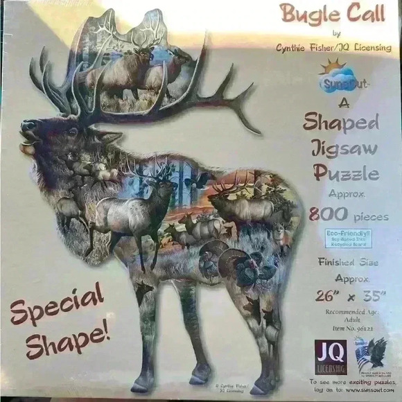 NEW bugle call elk shaped 800 piece puzzle, shaped jigsaw puzzle - Picture 1 of 2